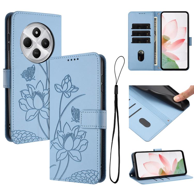 Lotus Embossed Leather Phone Case with Lanyard, For Redmi 15 5G Global / 15 4G SEA 169.5mm, For Redmi 15 5G / 4G EU 171mm, For Redmi 15C 5G/4G Global 171mm / Poco C85 4G, For Redmi 13 4G / 5G / Note 13R / Poco M6 4G, For Redmi A5 4G 171.7mm / Poco C71 ...