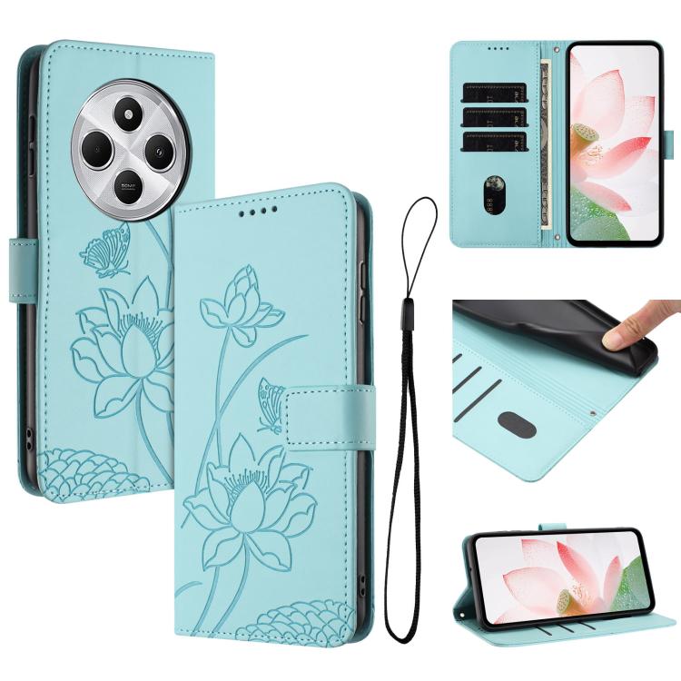 Lotus Embossed Leather Phone Case with Lanyard, For Redmi 15 5G Global / 15 4G SEA 169.5mm, For Redmi 15 5G / 4G EU 171mm, For Redmi 15C 5G/4G Global 171mm / Poco C85 4G, For Redmi 13 4G / 5G / Note 13R / Poco M6 4G, For Redmi A5 4G 171.7mm / Poco C71 ...