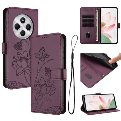 Lotus Embossed Leather Phone Case with Lanyard, For Redmi 15 5G Global / 15 4G SEA 169.5mm, For Redmi 15 5G / 4G EU 171mm, For Redmi 15C 5G/4G Global 171mm / Poco C85 4G, For Redmi 13 4G / 5G / Note 13R / Poco M6 4G, For Redmi A5 4G 171.7mm / Poco C71 ...