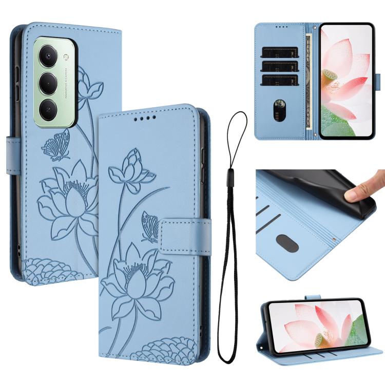 Lotus Embossed Leather Phone Case with Lanyard, For Redmi 15 5G Global / 15 4G SEA 169.5mm, For Redmi 15 5G / 4G EU 171mm, For Redmi 15C 5G/4G Global 171mm / Poco C85 4G, For Redmi 13 4G / 5G / Note 13R / Poco M6 4G, For Redmi A5 4G 171.7mm / Poco C71 ...