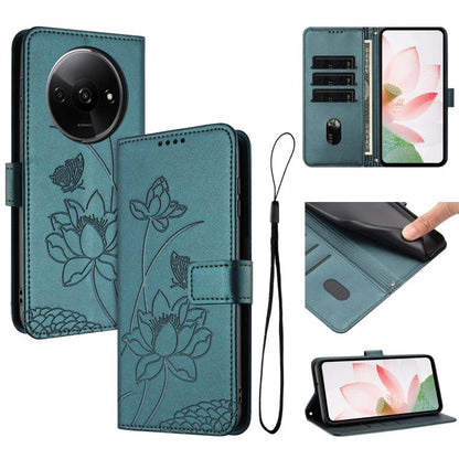 Lotus Embossed Leather Phone Case with Lanyard, For Redmi 15 5G Global / 15 4G SEA 169.5mm, For Redmi 15 5G / 4G EU 171mm, For Redmi 15C 5G/4G Global 171mm / Poco C85 4G, For Redmi 13 4G / 5G / Note 13R / Poco M6 4G, For Redmi A5 4G 171.7mm / Poco C71 ...