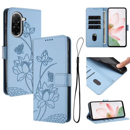 Lotus Embossed Leather Phone Case with Lanyard, For Redmi 15 5G Global / 15 4G SEA 169.5mm, For Redmi 15 5G / 4G EU 171mm, For Redmi 15C 5G/4G Global 171mm / Poco C85 4G, For Redmi 13 4G / 5G / Note 13R / Poco M6 4G, For Redmi A5 4G 171.7mm / Poco C71 ...