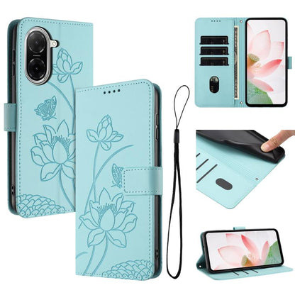 Lotus Embossed Leather Phone Case with Lanyard, For Redmi 15 5G Global / 15 4G SEA 169.5mm, For Redmi 15 5G / 4G EU 171mm, For Redmi 15C 5G/4G Global 171mm / Poco C85 4G, For Redmi 13 4G / 5G / Note 13R / Poco M6 4G, For Redmi A5 4G 171.7mm / Poco C71 ...