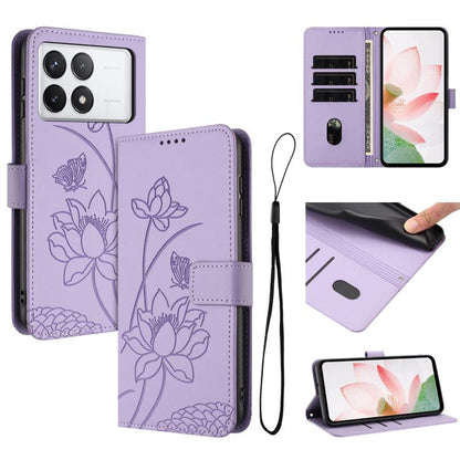 Lotus Embossed Leather Phone Case with Lanyard, For Redmi K70 / K70 Pro / Poco F6 Pro 5G, For Redmi 13C 4G / 5G / 13R / Poco M6 5G, For Redmi Note 13 4G Global, For Redmi K70E / Poco  X6 Pro, For Redmi Note 13 Pro 5G Global / Poco X6                   ...