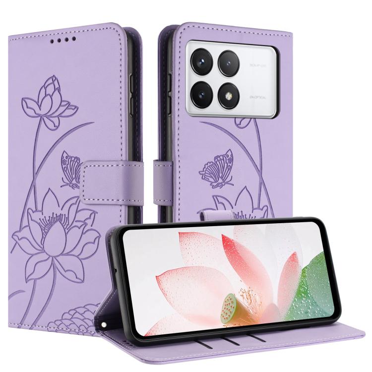 Lotus Embossed Leather Phone Case with Lanyard, For Redmi K70 / K70 Pro / Poco F6 Pro 5G, For Redmi 13C 4G / 5G / 13R / Poco M6 5G, For Redmi Note 13 4G Global, For Redmi K70E / Poco  X6 Pro, For Redmi Note 13 Pro 5G Global / Poco X6                   ...