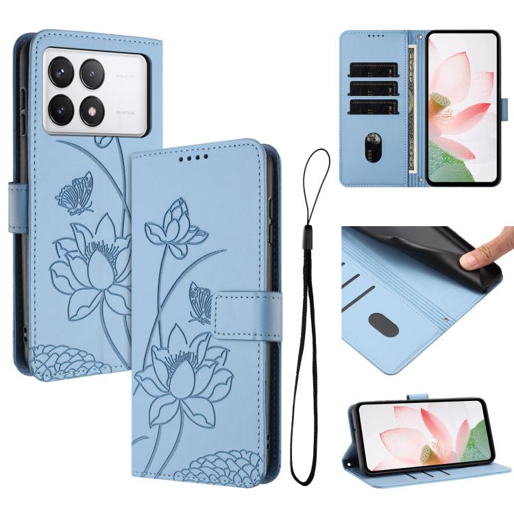 Lotus Embossed Leather Phone Case with Lanyard, For Redmi K70 / K70 Pro / Poco F6 Pro 5G, For Redmi 13C 4G / 5G / 13R / Poco M6 5G, For Redmi Note 13 4G Global, For Redmi K70E / Poco  X6 Pro, For Redmi Note 13 Pro 5G Global / Poco X6                   ...