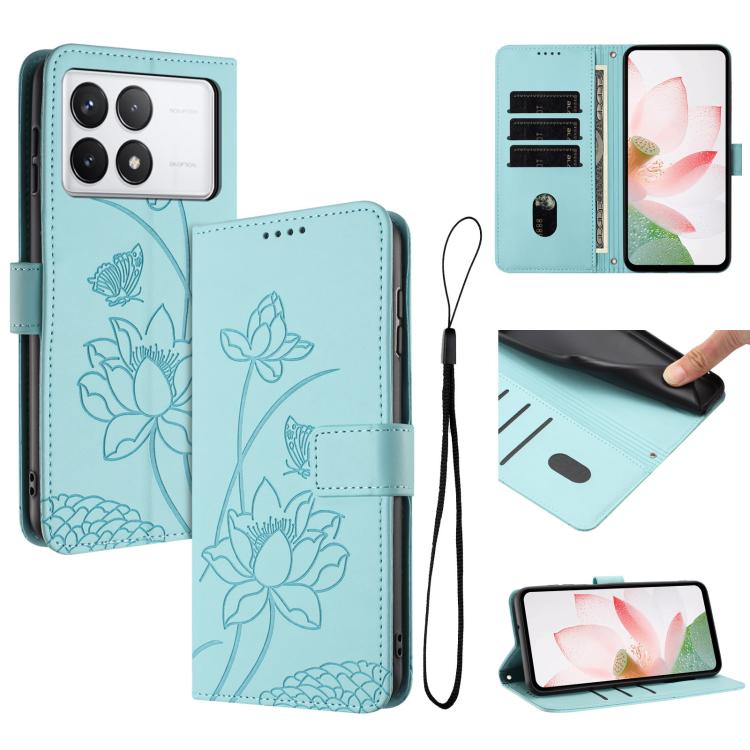 Lotus Embossed Leather Phone Case with Lanyard, For Redmi K70 / K70 Pro / Poco F6 Pro 5G, For Redmi 13C 4G / 5G / 13R / Poco M6 5G, For Redmi Note 13 4G Global, For Redmi K70E / Poco  X6 Pro, For Redmi Note 13 Pro 5G Global / Poco X6                   ...