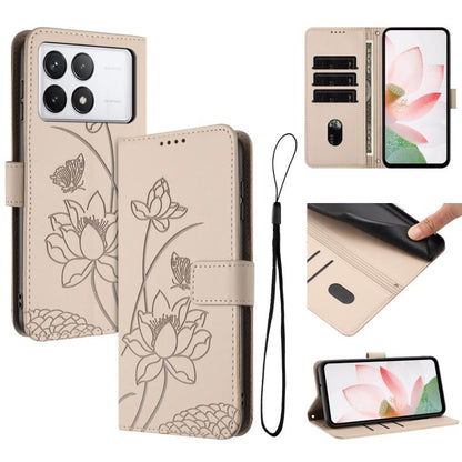 Lotus Embossed Leather Phone Case with Lanyard, For Redmi K70 / K70 Pro / Poco F6 Pro 5G, For Redmi 13C 4G / 5G / 13R / Poco M6 5G, For Redmi Note 13 4G Global, For Redmi K70E / Poco  X6 Pro, For Redmi Note 13 Pro 5G Global / Poco X6                   ...
