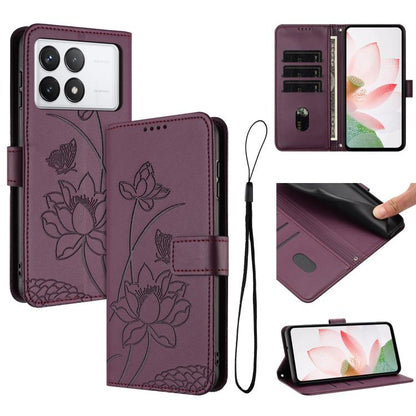 Lotus Embossed Leather Phone Case with Lanyard, For Redmi K70 / K70 Pro / Poco F6 Pro 5G, For Redmi 13C 4G / 5G / 13R / Poco M6 5G, For Redmi Note 13 4G Global, For Redmi K70E / Poco  X6 Pro, For Redmi Note 13 Pro 5G Global / Poco X6                   ...