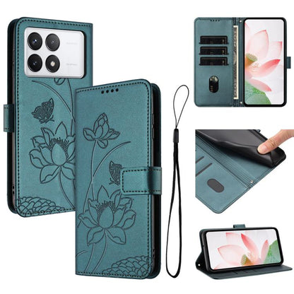 Lotus Embossed Leather Phone Case with Lanyard, For Redmi K70 / K70 Pro / Poco F6 Pro 5G, For Redmi 13C 4G / 5G / 13R / Poco M6 5G, For Redmi Note 13 4G Global, For Redmi K70E / Poco  X6 Pro, For Redmi Note 13 Pro 5G Global / Poco X6                   ...