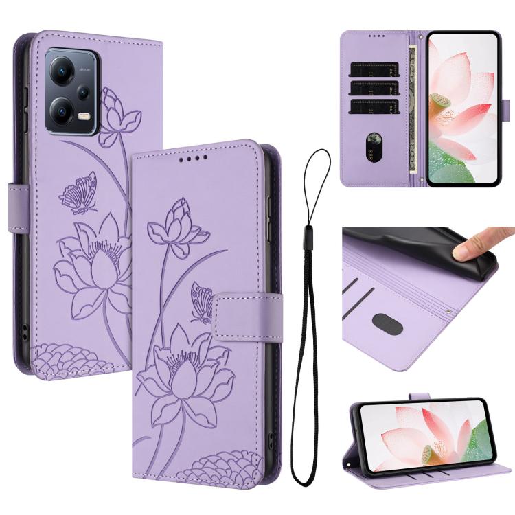 Lotus Embossed Leather Phone Case with Lanyard, For Redmi K70 / K70 Pro / Poco F6 Pro 5G, For Redmi 13C 4G / 5G / 13R / Poco M6 5G, For Redmi Note 13 4G Global, For Redmi K70E / Poco  X6 Pro, For Redmi Note 13 Pro 5G Global / Poco X6                   ...