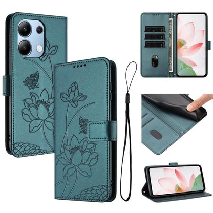 Lotus Embossed Leather Phone Case with Lanyard, For Redmi K70 / K70 Pro / Poco F6 Pro 5G, For Redmi 13C 4G / 5G / 13R / Poco M6 5G, For Redmi Note 13 4G Global, For Redmi K70E / Poco  X6 Pro, For Redmi Note 13 Pro 5G Global / Poco X6                   ...