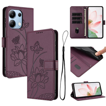 Lotus Embossed Leather Phone Case with Lanyard, For Redmi K70 / K70 Pro / Poco F6 Pro 5G, For Redmi 13C 4G / 5G / 13R / Poco M6 5G, For Redmi Note 13 4G Global, For Redmi K70E / Poco  X6 Pro, For Redmi Note 13 Pro 5G Global / Poco X6                   ...