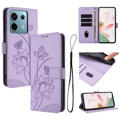 Lotus Embossed Leather Phone Case with Lanyard, For Redmi K70 / K70 Pro / Poco F6 Pro 5G, For Redmi 13C 4G / 5G / 13R / Poco M6 5G, For Redmi Note 13 4G Global, For Redmi K70E / Poco  X6 Pro, For Redmi Note 13 Pro 5G Global / Poco X6                   ...