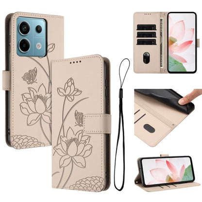 Lotus Embossed Leather Phone Case with Lanyard, For Redmi K70 / K70 Pro / Poco F6 Pro 5G, For Redmi 13C 4G / 5G / 13R / Poco M6 5G, For Redmi Note 13 4G Global, For Redmi K70E / Poco  X6 Pro, For Redmi Note 13 Pro 5G Global / Poco X6                   ...