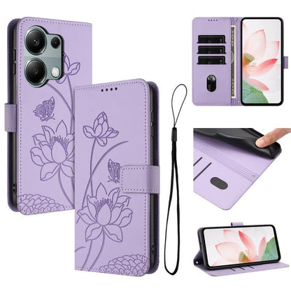 Lotus Embossed Leather Phone Case with Lanyard, For Redmi 15 5G Global / 15 4G SEA 169.5mm, For Redmi 15 5G / 4G EU 171mm, For Redmi 15C 5G/4G Global 171mm / Poco C85 4G, For Redmi 13 4G / 5G / Note 13R / Poco M6 4G, For Redmi A5 4G 171.7mm / Poco C71 ...