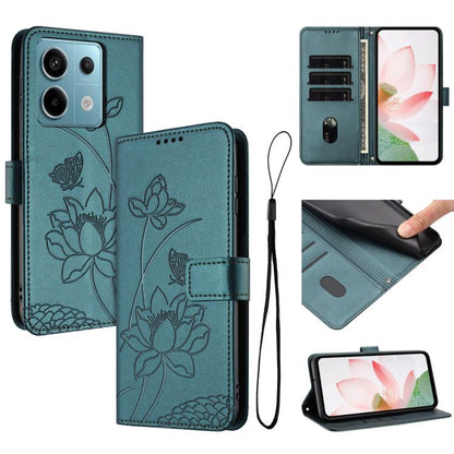 Lotus Embossed Leather Phone Case with Lanyard, For Redmi K70 / K70 Pro / Poco F6 Pro 5G, For Redmi 13C 4G / 5G / 13R / Poco M6 5G, For Redmi Note 13 4G Global, For Redmi K70E / Poco  X6 Pro, For Redmi Note 13 Pro 5G Global / Poco X6                   ...