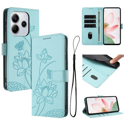 Lotus Embossed Leather Phone Case with Lanyard, For Redmi 15 5G Global / 15 4G SEA 169.5mm, For Redmi 15 5G / 4G EU 171mm, For Redmi 15C 5G/4G Global 171mm / Poco C85 4G, For Redmi 13 4G / 5G / Note 13R / Poco M6 4G, For Redmi A5 4G 171.7mm / Poco C71 ...