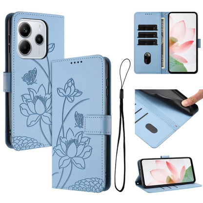Lotus Embossed Leather Phone Case with Lanyard, For Redmi 15 5G Global / 15 4G SEA 169.5mm, For Redmi 15 5G / 4G EU 171mm, For Redmi 15C 5G/4G Global 171mm / Poco C85 4G, For Redmi 13 4G / 5G / Note 13R / Poco M6 4G, For Redmi A5 4G 171.7mm / Poco C71 ...