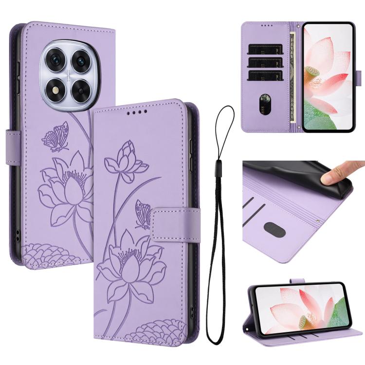 Lotus Embossed Leather Phone Case with Lanyard, For Redmi 15 5G Global / 15 4G SEA 169.5mm, For Redmi 15 5G / 4G EU 171mm, For Redmi 15C 5G/4G Global 171mm / Poco C85 4G, For Redmi 13 4G / 5G / Note 13R / Poco M6 4G, For Redmi A5 4G 171.7mm / Poco C71 ...