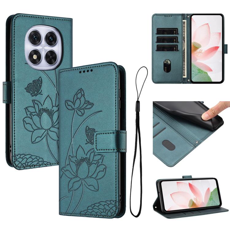 Lotus Embossed Leather Phone Case with Lanyard, For Redmi 15 5G Global / 15 4G SEA 169.5mm, For Redmi 15 5G / 4G EU 171mm, For Redmi 15C 5G/4G Global 171mm / Poco C85 4G, For Redmi 13 4G / 5G / Note 13R / Poco M6 4G, For Redmi A5 4G 171.7mm / Poco C71 ...