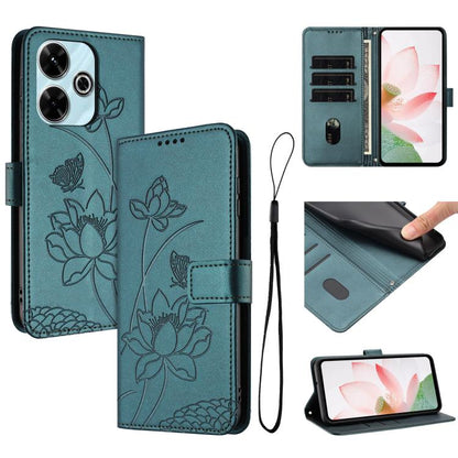 Lotus Embossed Leather Phone Case with Lanyard, For Redmi 15 5G Global / 15 4G SEA 169.5mm, For Redmi 15 5G / 4G EU 171mm, For Redmi 15C 5G/4G Global 171mm / Poco C85 4G, For Redmi 13 4G / 5G / Note 13R / Poco M6 4G, For Redmi A5 4G 171.7mm / Poco C71 ...