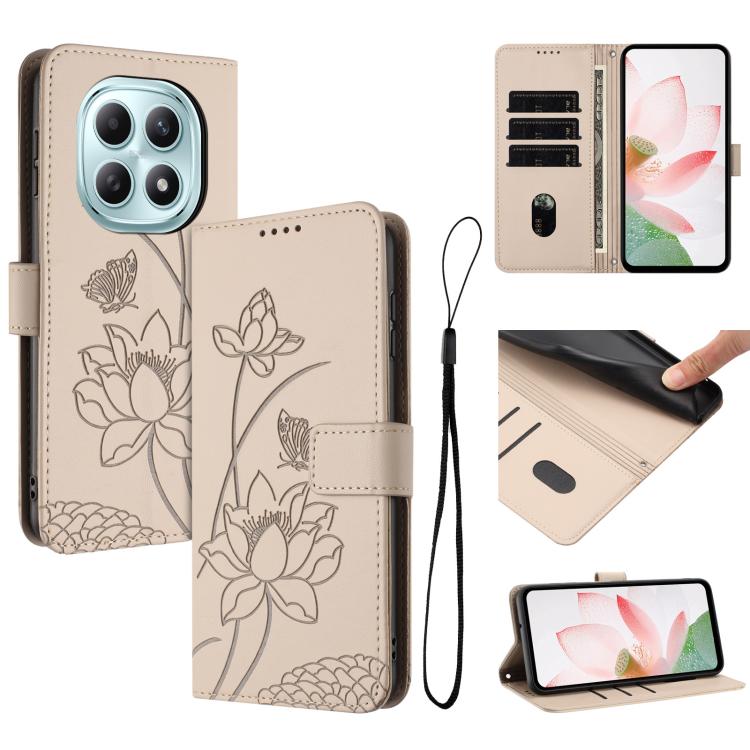 Lotus Embossed Leather Phone Case with Lanyard, For Redmi Note 17 4G Global 169.7mm, For Redmi Note 17 Pro+ 5G Global 163.4mm, For Redmi Note 17 Pro 5G Global 163.5mm, For Redmi 17 5G / 4G Global 170mm, For Redmi 15a 5G, For Redmi A7 Pro 4G 171mm      ...