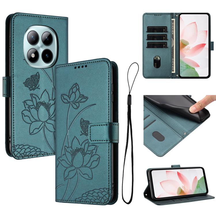Lotus Embossed Leather Phone Case with Lanyard, For Redmi Note 17 4G Global 169.7mm, For Redmi Note 17 Pro+ 5G Global 163.4mm, For Redmi Note 17 Pro 5G Global 163.5mm, For Redmi 17 5G / 4G Global 170mm, For Redmi 15a 5G, For Redmi A7 Pro 4G 171mm      ...