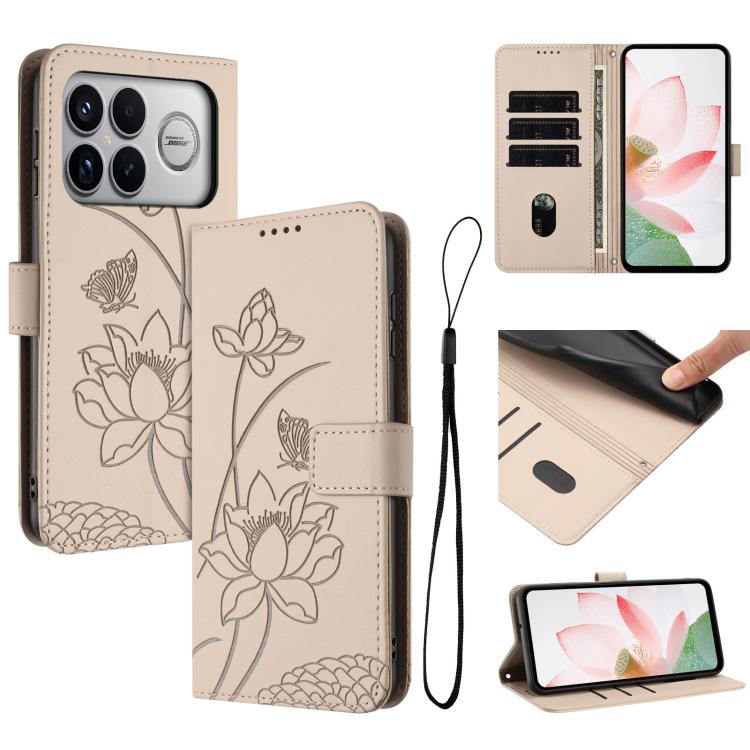 Lotus Embossed Leather Phone Case with Lanyard, For Redmi Note 17 4G Global 169.7mm, For Redmi Note 17 Pro+ 5G Global 163.4mm, For Redmi Note 17 Pro 5G Global 163.5mm, For Redmi 17 5G / 4G Global 170mm, For Redmi 15a 5G, For Redmi A7 Pro 4G 171mm      ...