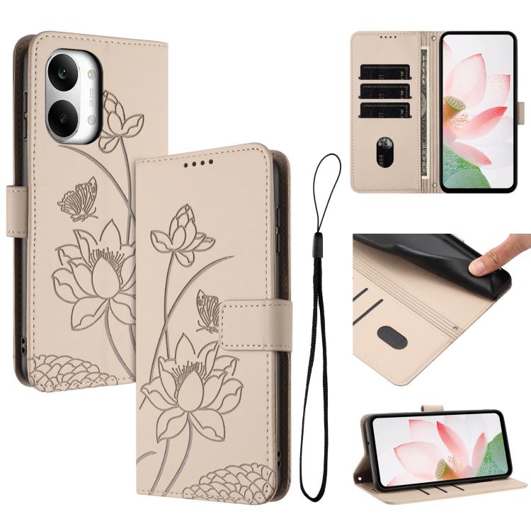 Lotus Embossed Leather Phone Case with Lanyard, For Redmi Note 17 4G Global 169.7mm, For Redmi Note 17 Pro+ 5G Global 163.4mm, For Redmi Note 17 Pro 5G Global 163.5mm, For Redmi 17 5G / 4G Global 170mm, For Redmi 15a 5G, For Redmi A7 Pro 4G 171mm      ...