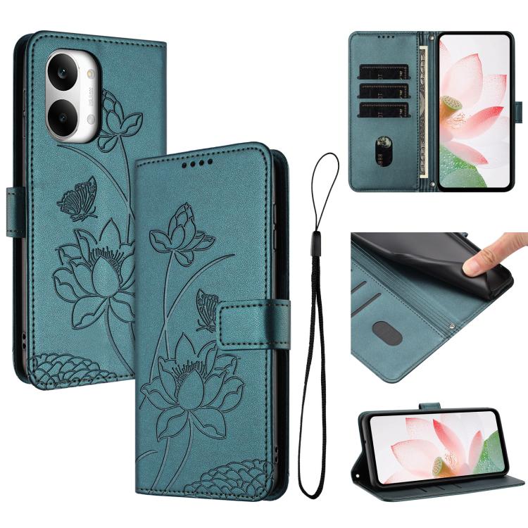 Lotus Embossed Leather Phone Case with Lanyard, For Redmi Note 17 4G Global 169.7mm, For Redmi Note 17 Pro+ 5G Global 163.4mm, For Redmi Note 17 Pro 5G Global 163.5mm, For Redmi 17 5G / 4G Global 170mm, For Redmi 15a 5G, For Redmi A7 Pro 4G 171mm      ...