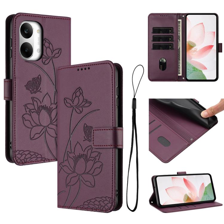 Lotus Embossed Leather Phone Case with Lanyard, For Redmi Note 17 4G Global 169.7mm, For Redmi Note 17 Pro+ 5G Global 163.4mm, For Redmi Note 17 Pro 5G Global 163.5mm, For Redmi 17 5G / 4G Global 170mm, For Redmi 15a 5G, For Redmi A7 Pro 4G 171mm      ...