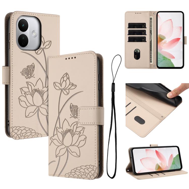 Lotus Embossed Leather Phone Case with Lanyard, For Redmi Note 17 4G Global 169.7mm, For Redmi Note 17 Pro+ 5G Global 163.4mm, For Redmi Note 17 Pro 5G Global 163.5mm, For Redmi 17 5G / 4G Global 170mm, For Redmi 15a 5G, For Redmi A7 Pro 4G 171mm      ...