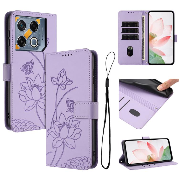 Lotus Embossed Leather Phone Case with Lanyard, For Infinix Hot 50i / Smart 9 4G, For Infinix Hot 50 Pro 4G, For Infinix Hot 50 Pro+ 4G, For Infinix Hot 50 4G, For Infinix Hot 50 5G, For Infinix Zero 40 4G / 5G, For Infinix Note 40X 5G                 ...