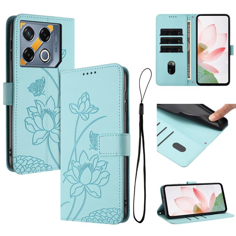 Lotus Embossed Leather Phone Case with Lanyard, For Infinix Hot 50i / Smart 9 4G, For Infinix Hot 50 Pro 4G, For Infinix Hot 50 Pro+ 4G, For Infinix Hot 50 4G, For Infinix Hot 50 5G, For Infinix Zero 40 4G / 5G, For Infinix Note 40X 5G                 ...