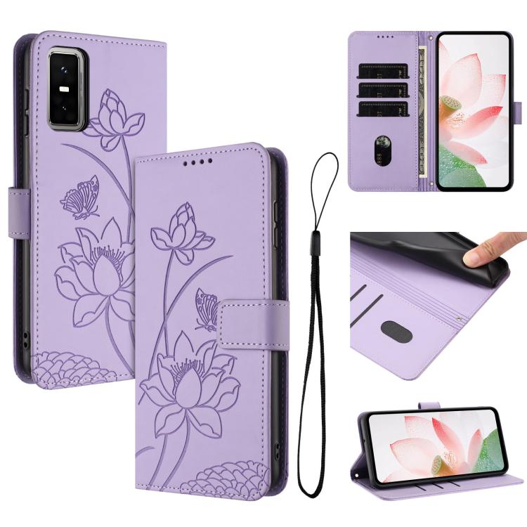 Lotus Embossed Leather Phone Case with Lanyard, For Infinix GT 50 Pro 5G, For Infinix Hot 70 5G, For Infinix Note Edge 5G, For Infinix Smart 20 4G, For Infinix Note 60 / 60 Pro 5G, For Infinix Hot 60 4G / 60i 4G, For Infinix Hot 60 Pro+ 4G             ...