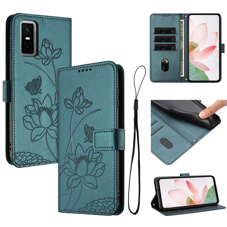 Lotus Embossed Leather Phone Case with Lanyard, For Infinix GT 50 Pro 5G, For Infinix Hot 70 5G, For Infinix Note Edge 5G, For Infinix Smart 20 4G, For Infinix Note 60 / 60 Pro 5G, For Infinix Hot 60 4G / 60i 4G, For Infinix Hot 60 Pro+ 4G             ...