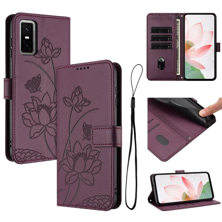 Lotus Embossed Leather Phone Case with Lanyard, For Infinix GT 50 Pro 5G, For Infinix Hot 70 5G, For Infinix Note Edge 5G, For Infinix Smart 20 4G, For Infinix Note 60 / 60 Pro 5G, For Infinix Hot 60 4G / 60i 4G, For Infinix Hot 60 Pro+ 4G             ...