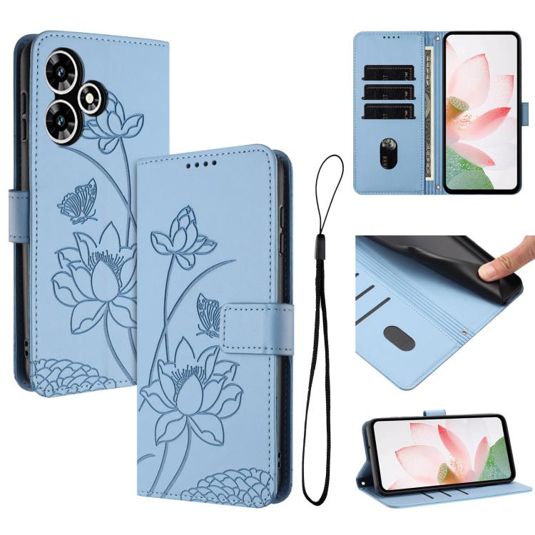 Lotus Embossed Leather Phone Case with Lanyard, For Infinix Note 30 4G / 5G, For Infinix Note 30 Pro 4G, For Infinix Note 30 VIP, For Infinix Hot 30i, For Infinix Hot 30 4G