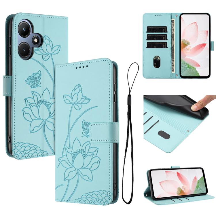 Lotus Embossed Leather Phone Case with Lanyard, For Infinix Note 30 4G / 5G, For Infinix Note 30 Pro 4G, For Infinix Note 30 VIP, For Infinix Hot 30i, For Infinix Hot 30 4G
