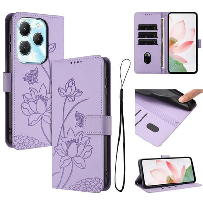Lotus Embossed Leather Phone Case with Lanyard, For Infinix Hot 50i / Smart 9 4G, For Infinix Hot 50 Pro 4G, For Infinix Hot 50 Pro+ 4G, For Infinix Hot 50 4G, For Infinix Hot 50 5G, For Infinix Zero 40 4G / 5G, For Infinix Note 40X 5G                 ...