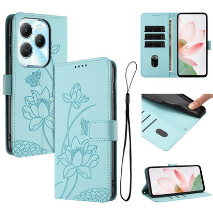 Lotus Embossed Leather Phone Case with Lanyard, For Infinix Hot 50i / Smart 9 4G, For Infinix Hot 50 Pro 4G, For Infinix Hot 50 Pro+ 4G, For Infinix Hot 50 4G, For Infinix Hot 50 5G, For Infinix Zero 40 4G / 5G, For Infinix Note 40X 5G                 ...