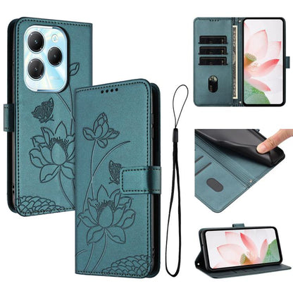 Lotus Embossed Leather Phone Case with Lanyard, For Infinix Hot 50i / Smart 9 4G, For Infinix Hot 50 Pro 4G, For Infinix Hot 50 Pro+ 4G, For Infinix Hot 50 4G, For Infinix Hot 50 5G, For Infinix Zero 40 4G / 5G, For Infinix Note 40X 5G                 ...