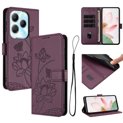 Lotus Embossed Leather Phone Case with Lanyard, For Infinix Hot 50i / Smart 9 4G, For Infinix Hot 50 Pro 4G, For Infinix Hot 50 Pro+ 4G, For Infinix Hot 50 4G, For Infinix Hot 50 5G, For Infinix Zero 40 4G / 5G, For Infinix Note 40X 5G                 ...