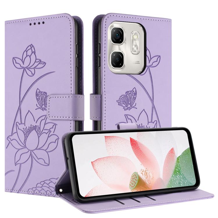 Lotus Embossed Leather Phone Case with Lanyard, For Infinix Hot 50i / Smart 9 4G, For Infinix Hot 50 Pro 4G, For Infinix Hot 50 Pro+ 4G, For Infinix Hot 50 4G, For Infinix Hot 50 5G, For Infinix Zero 40 4G / 5G, For Infinix Note 40X 5G                 ...