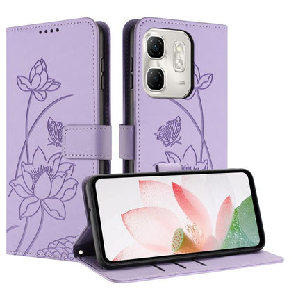 Lotus Embossed Leather Phone Case with Lanyard, For Infinix Hot 50i / Smart 9 4G, For Infinix Hot 50 Pro 4G, For Infinix Hot 50 Pro+ 4G, For Infinix Hot 50 4G, For Infinix Hot 50 5G, For Infinix Zero 40 4G / 5G, For Infinix Note 40X 5G                 ...