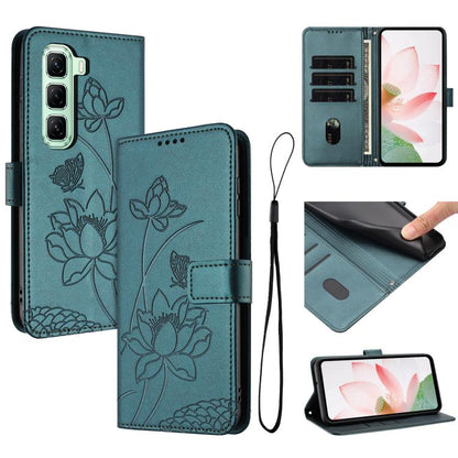 Lotus Embossed Leather Phone Case with Lanyard, For Infinix GT 50 Pro 5G, For Infinix Hot 70 5G, For Infinix Note Edge 5G, For Infinix Smart 20 4G, For Infinix Note 60 / 60 Pro 5G, For Infinix Hot 60 4G / 60i 4G, For Infinix Hot 60 Pro+ 4G             ...