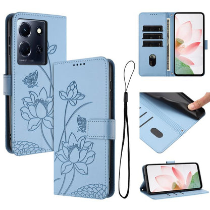 Lotus Embossed Leather Phone Case with Lanyard, For Infinix Note 30 4G / 5G, For Infinix Note 30 Pro 4G, For Infinix Note 30 VIP, For Infinix Hot 30i, For Infinix Hot 30 4G