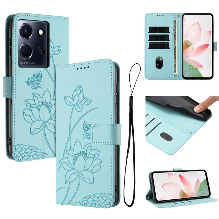 Lotus Embossed Leather Phone Case with Lanyard, For Infinix Note 30 4G / 5G, For Infinix Note 30 Pro 4G, For Infinix Note 30 VIP, For Infinix Hot 30i, For Infinix Hot 30 4G