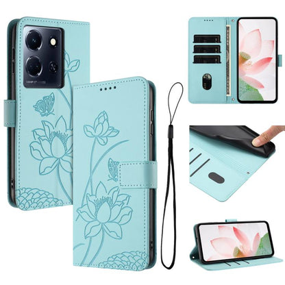 Lotus Embossed Leather Phone Case with Lanyard, For Infinix Note 30 4G / 5G, For Infinix Note 30 Pro 4G, For Infinix Note 30 VIP, For Infinix Hot 30i, For Infinix Hot 30 4G